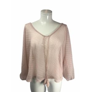 Costa Blanca Sheer Pink Tassel Flowy Top Blouse XS